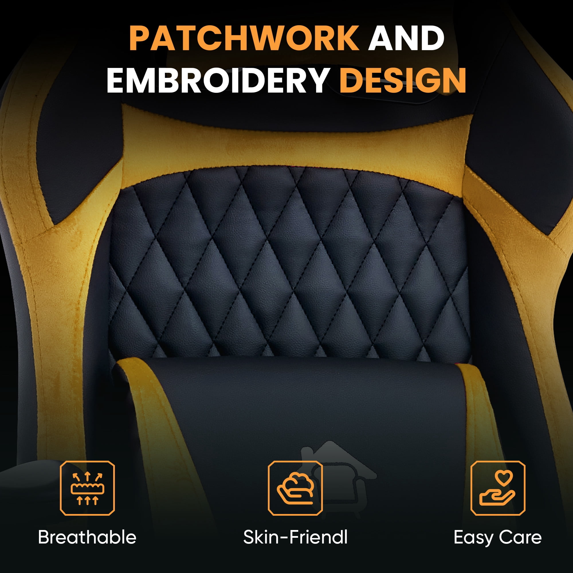 JONPONY Big and Tall 500LBS Ergonomic Gaming Chair, Gamer Chair PU Leather with Footrest and Lumbar Support, High Back Office Chair Support 8 Hours Long Sitting, Computer Chair,2D Armrests，Orange