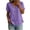 Purple, variant on Women's Short Sleeve Summer Casual Rayon Linen Solid Button V Neck Top Shirt