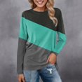 thumbnail image 2 of AMERTEER Hauts Quotidiens pour Femmes Imprimé Manches Longues Blouse Confortable à Blocs de Couleur Tunique Décontractée Col Rond Chandail Chemises, 2 of 4