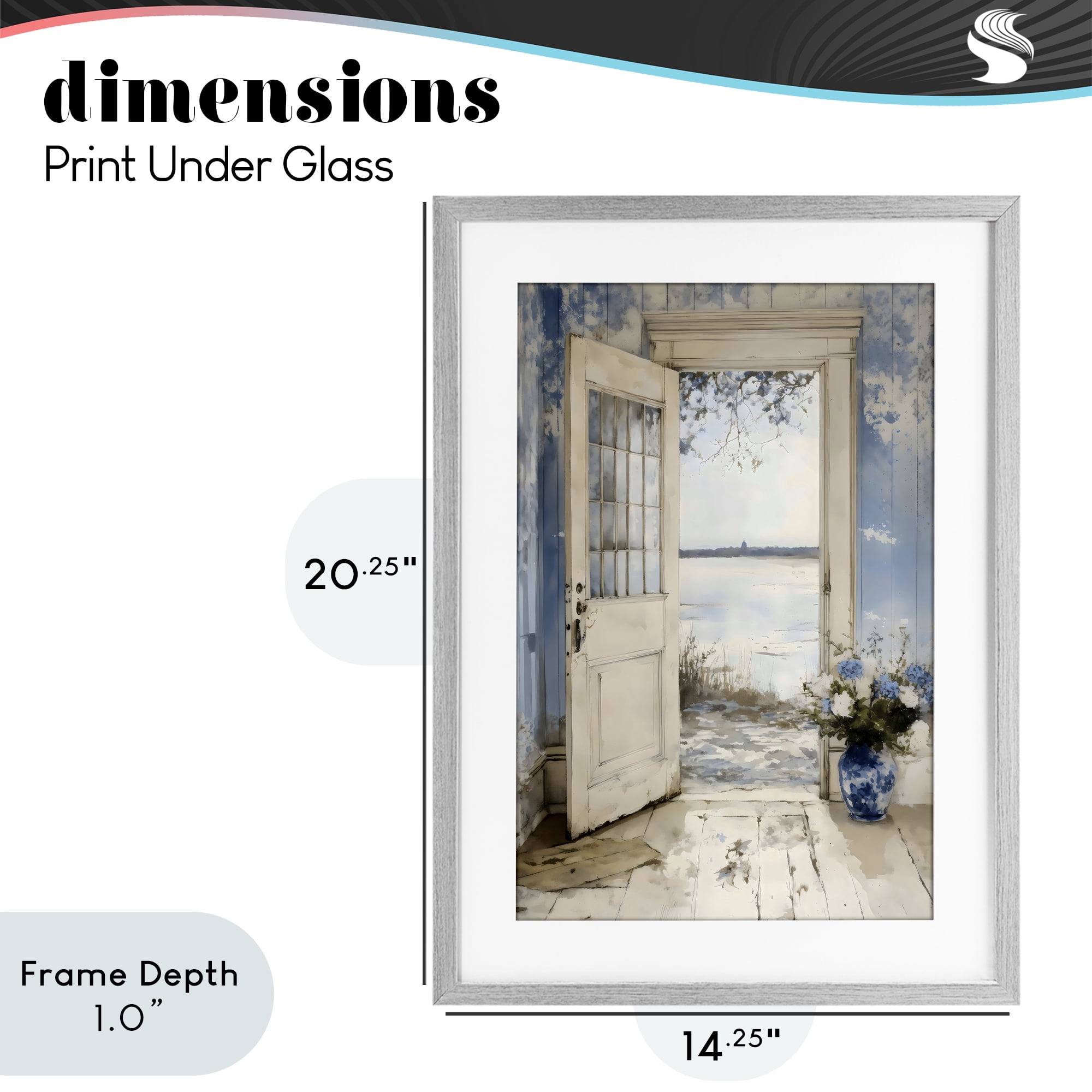 Stupell Industries Blue Country Cottage Doorway Gray Framed Print Under Glass, design by LSR Design Studio