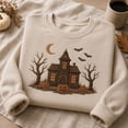 thumbnail image 2 of HD HANDICHI DESIGN Haunted House Embroidered Spooky Mansion Tee, Vintage Witchy Gothic Autumn Halloween Shirt, Fall Gift Apparel, Unisex S-5XL Multicolor, 2 of 5