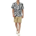 thumbnail image 2 of INSPIRE CHIC Men's Animal Print Short Sleeves Button Up Summer Hawaiian Shirts L Black White, 2 of 7