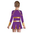thumbnail image 2 of Tenues d'Uniforme de Cheerleading pour Filles Manches Longues avec Strass Robe Plissée Cosplay Violet 14, 2 of 7