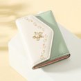 thumbnail image 3 of Monedero pequeño y lindo para niñas y mujeres, billetera triple con bolsillo para efectivo, flores, tarjetero con estampado de cuero PU, monedero con ventana de identificación (1-verde), 3 of 5