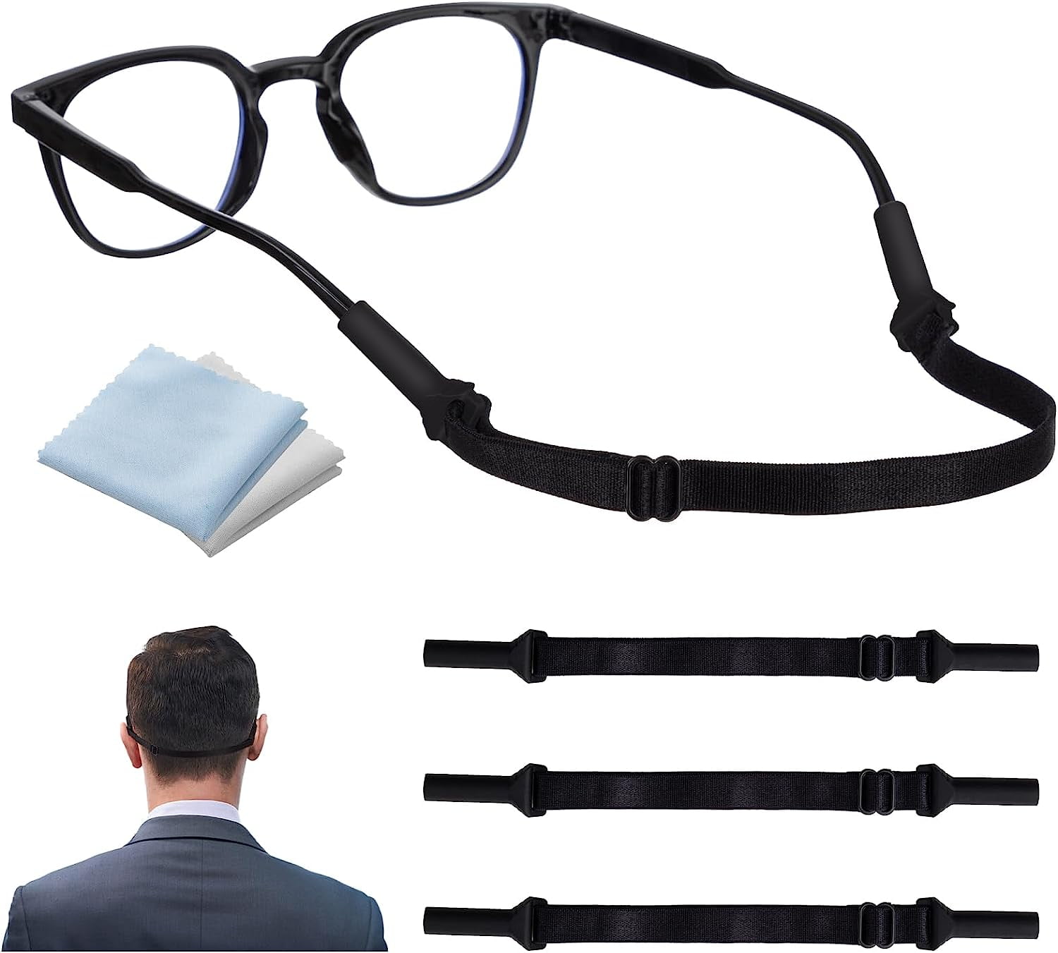 Adjustable Glasses Straps, No Tail AntiSlip Eyeglasses String Holder