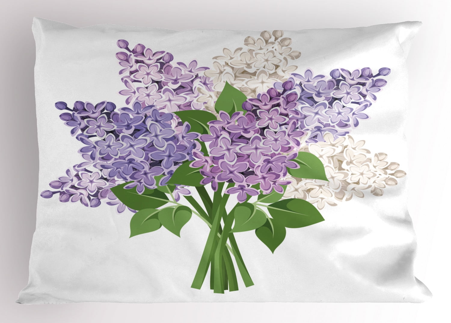 Lilac Pillow Sham Illustration of a Posy of Rural Meadow Blossoms Feng Shui Zen Soulful Nature Theme, Decorative Standard Size Printed Pillowcase, 26 X 20 Inches, Multicolor, by Ambesonne