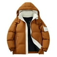 thumbnail image 2 of Sookity Mens Hooded Coats Winter Heavy Warm Quilted Jackets Zip up Down Jacket Casual Puffer Winter Jacket with Pockets Men's Windbreaker Jackets chaqueta hombre Brown,L, 2 of 8