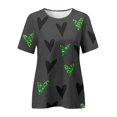 thumbnail image 3 of Prolriy T-Shirt de la Saint-Patrick pour Femmes Printemps Col Rond Manches Courtes Imprimé Saint-Patrick T-Shirts Décontractés Amples pour Femmes, Hauts pour Femmes Gris Foncé S, 3 of 3
