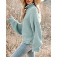 thumbnail image 2 of Jersey Saodimallsu de cuello alto de punto verde extragrande para mujer, 2 of 7