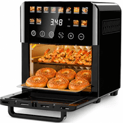 Patbrela 12QT Air Fryer Toaster Oven, 24H Delay Start Timer, 12 Preset Menus, Full-Color Touchscreen, 1500W Broi, Dehydrate, Bagel, Seafood for Home
