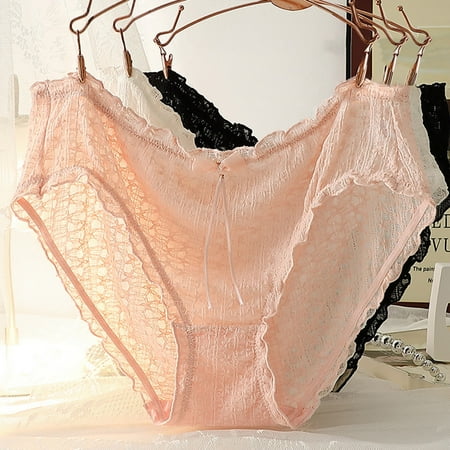 uublik Seamless Panties for Women Soft Underwear Super Stretchy Briefs Full Coverage Panties Lace Underwear Pink