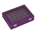 thumbnail image 4 of Joyero pequeño de terciopelo organizador con 24 compartimentos, joyero, caja de almacenamiento para pendientes y anillos, joyero con cerraduras, color morado, 4 of 12