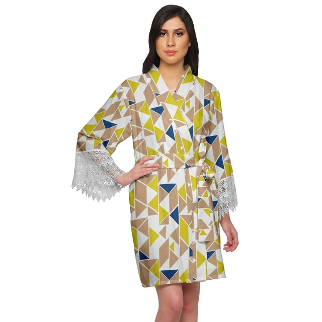 Moomaya Printed Cotton Robes For Women Plus Size Kimono Robe Short Nightwear