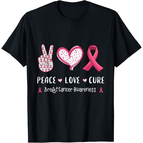 Exquisite and comfortable-Peace Love cure breast cancer awareness women kids men T-Shirt