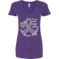 thumbnail image 3 of Inktastic Love, Care, Cure Parkinson's Awareness with Gray Ribbon Women's V-Neck T-Shirt, 3 of 5