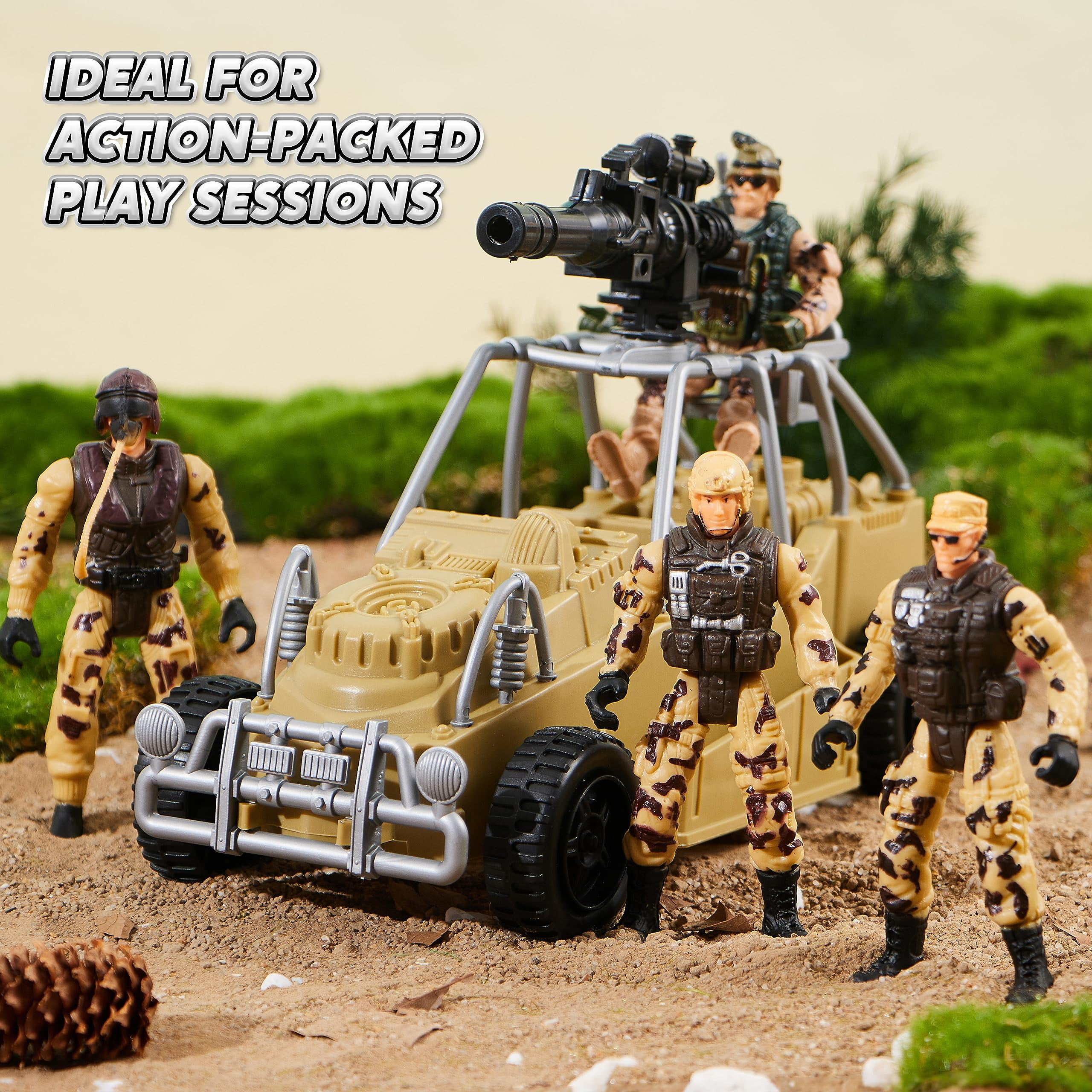 Joyfy 26pcs Military Base Toys Set for Kids, Army Men Action Figures and Weapon Gear Accessories Military Combat Toys, Great Christmas Birthday Gift for Boy