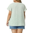 thumbnail image 3 of GRACE & GRANDEUR Women's Plus Size Keyhole Neck Short Sleeves Floral Chiffon Shirt Blouses 2X Light Green, 3 of 6