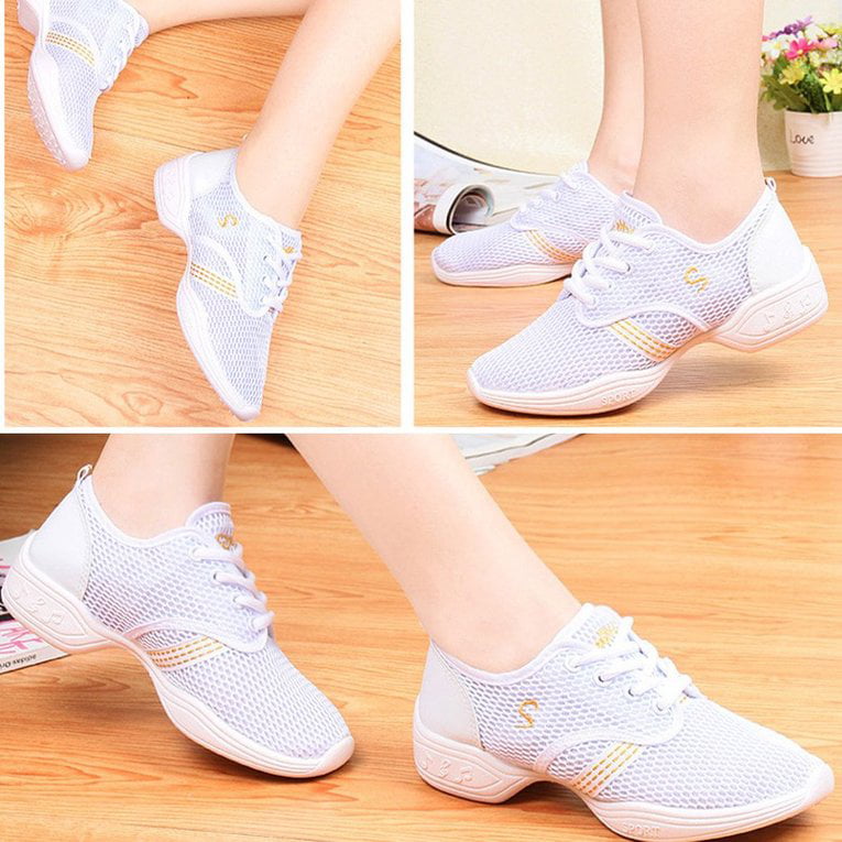 ROSEO&40 Female Dance Sneakers Soft Mesh Breathable Dance Shoes Woman Jazz Ballroom Practicing Shoes Spring Summer Sneakers 