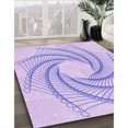 thumbnail image 3 of Ahgly Company Machine Washable Indoor Round Transitional Purple Mimosa Purple Area Rugs, 3' Round, 3 of 7
