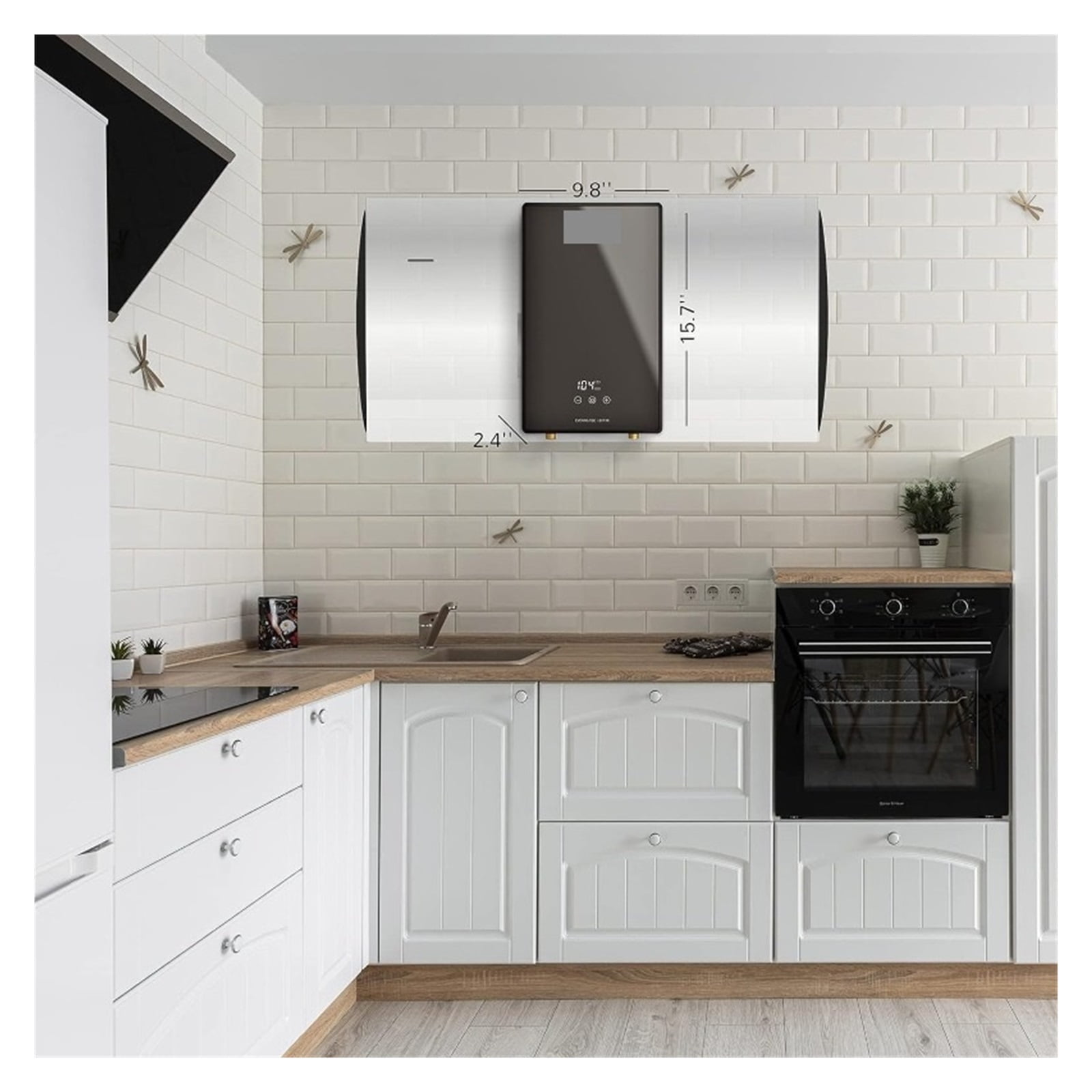Electric Tankless Water Heater, Endless On-Demand Hot Water - Self Modulates To Save Energy Use - For Sink And Faucett ,Safety Protections