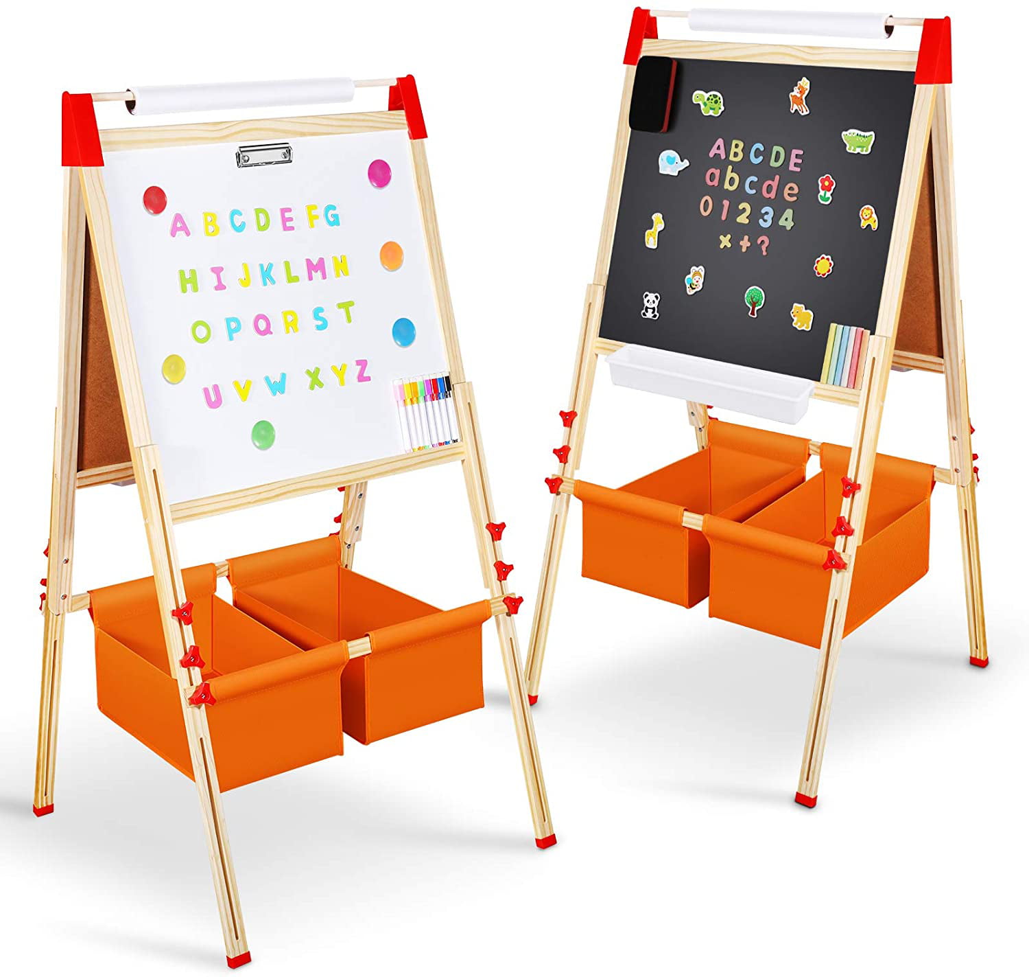 3 in 1 Child Magnetic Drawing Board Easel 2-Sided Folding Kids Wooden Sketchpad 