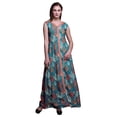 thumbnail image 1 of Bimba Ocean Printed Front Slit Sleeveless Summer Spring Long Women BeachDress-Medium, 1 of 5