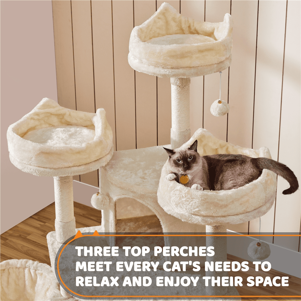 Renwick 68.5in Multi-Level Cat Tree Caves Condos, Beige