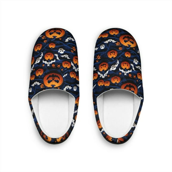 Halloween Slippers Pumpkins & Bats - MENS Indoor Slippers Halloween Gifts For Mom Costume Pumpkin Shoes