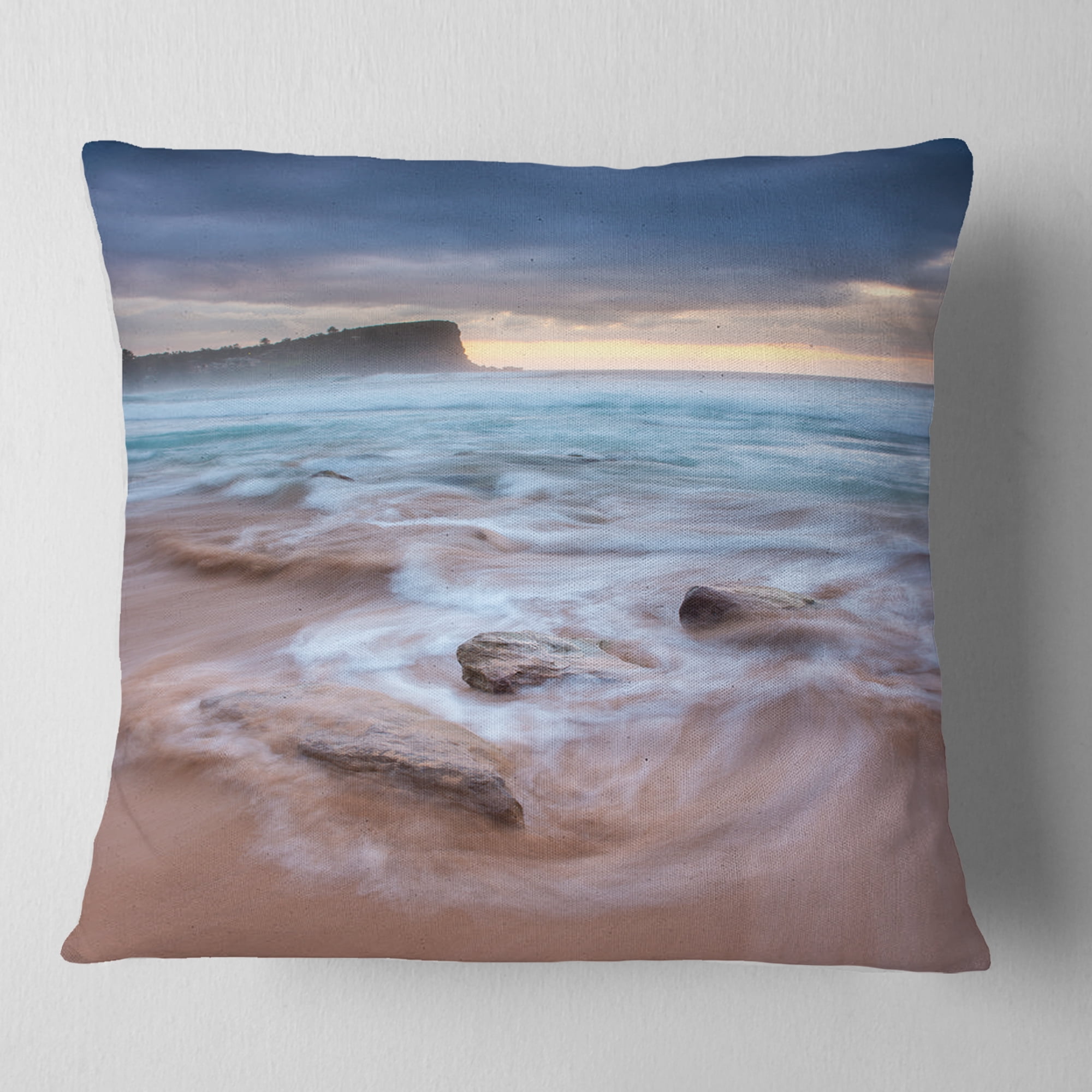 Designart 16" x 16" Blue Polyester Throw Pillow