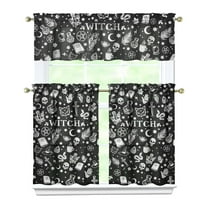Kitchen Curtains 36 Inch Short - 3 Panel Set, Gothic Celestial Sun and Moon Print, Mystical Starry Night Astrology Aesthetic, Rod Pocket Window Curtain, Easy Wash