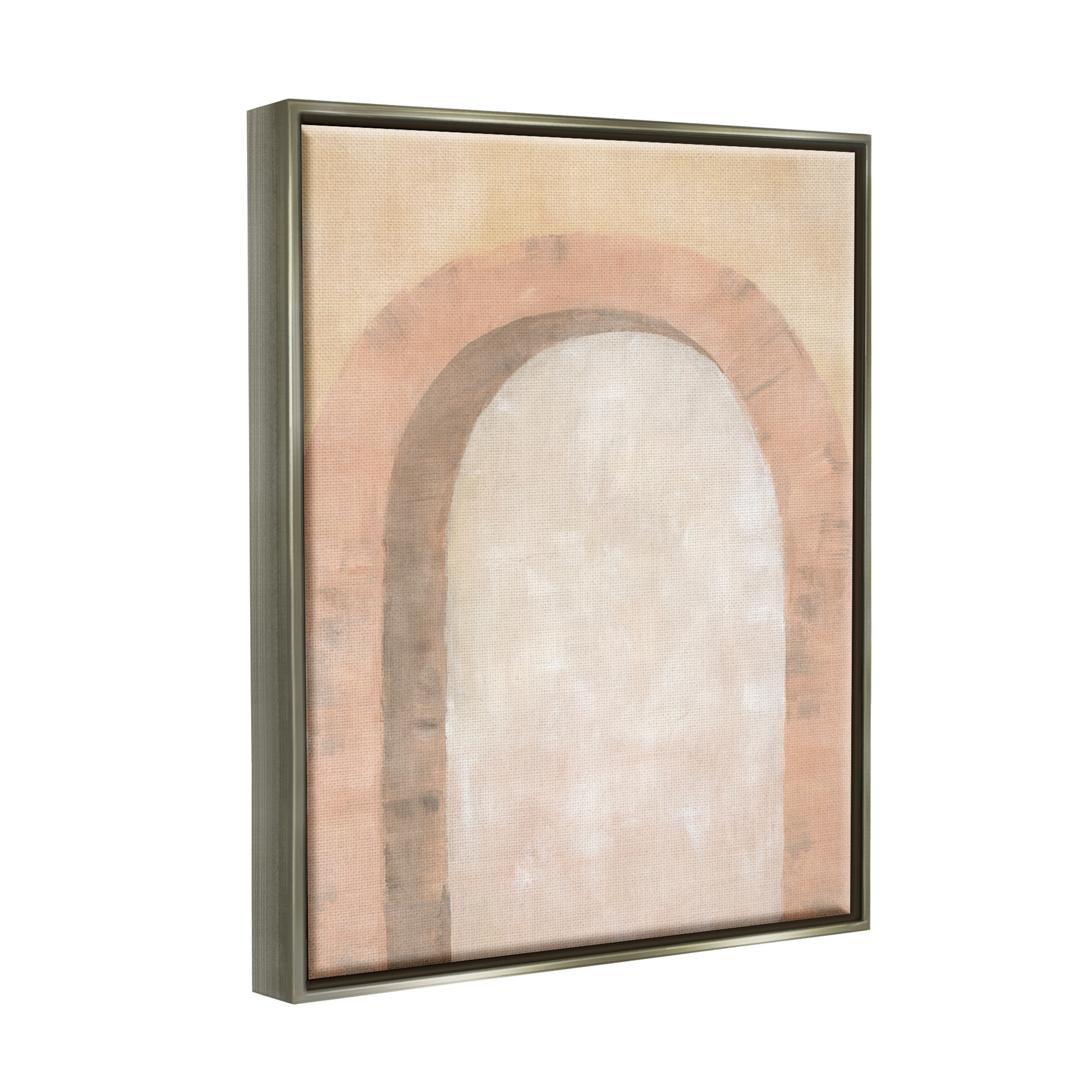 Stupell Industries Modern Muted Arch Abstract Painting Gray Floater Framed Canvas Art Print Wall Art, 17 x 21