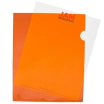 JAM Paper Plastic Sleeves, 9 x 11 1/2, Orange, 12/Pack