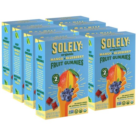 Solely Organic Mango & Blueberry Whole Fruit Gummies, 3.5 oz, 8 Pack – Real Fresh Fruit, Vegan