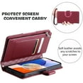 thumbnail image 5 of Dteck Zipper Wallet Crossbody Strap Case for Samsung Galaxy A05,Magnetic Leather Card Slots Cash Pocket Case Shockproof Kickstand Cover with Shoulder & Wrist Strap for Galaxy A05,Winered, 5 of 7