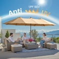 thumbnail image 6 of Ovios 15ft Solar LED Patio Umbrellas Double-Sided Outdoor Umbrella with 156 Colorful LED Lights Large Poolside Umbrella with Base, Tan, 6 of 11
