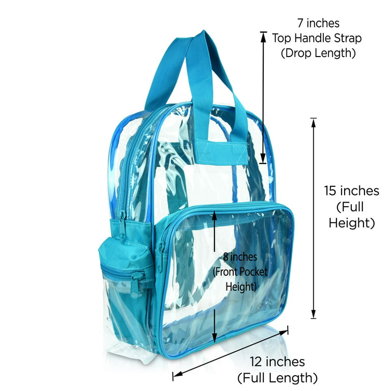 DALIX Small Clear Backpack Transparent PVC Security Security School Bag in  Teal