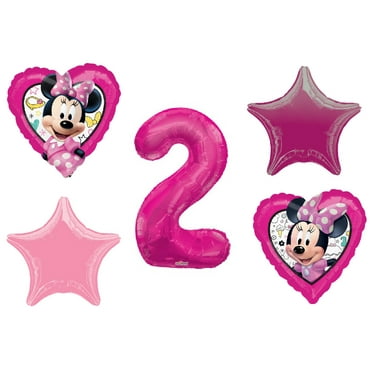 Minnie Mouse Happy Helpers Heart Shaped 2nd Birthday Party 5 Piece Mylar Balloons