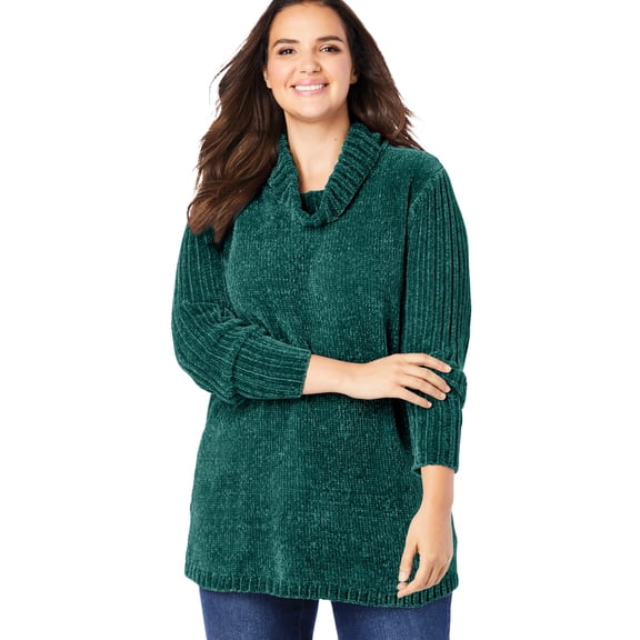 Woman Within Plus Size Chenille Cowlneck Sweater