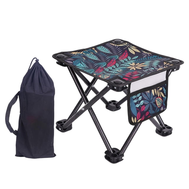 Taburete de campamento portátil con bolsillo lateral mini taburete plegable reposapiés liviano reposapiés de reposapiés para el patio