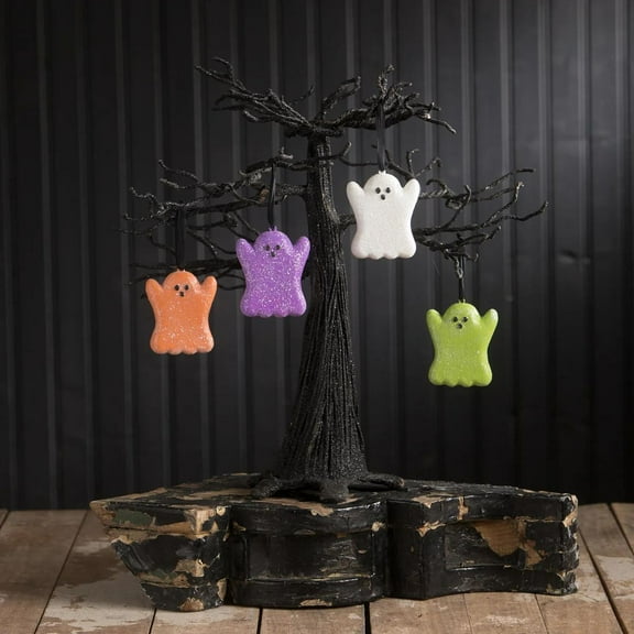 Bethany Lowe 3.00In Ghost Peep Ornaments, Resin, Sugary Glittered Pe1111