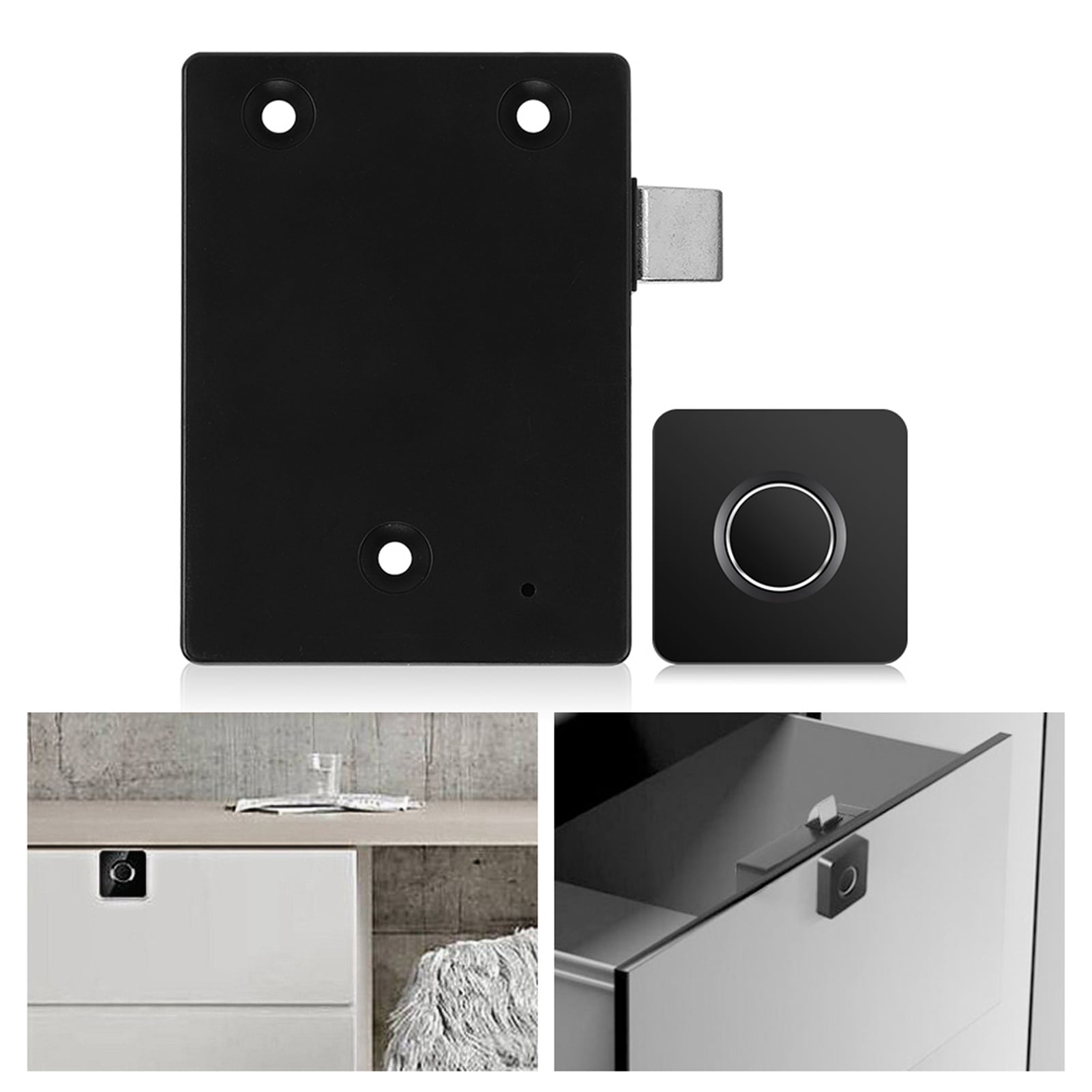 Nieyigj Smart Biometric Fingerprint Lock Anti Theft Keyless Entry System For Home Office Drawer Cabinet Wardrobe, High Security Electronic Device, 6.30 Inches / 16 cm Length, Black Matte Finish