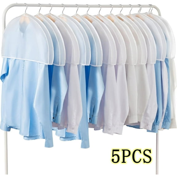 Tutuviw 5 Pcs 10in Shoulder Covers Plastic Hanger Covers for Clothes,Gusseted Garment Shoulder Dust Cover,Breathable Clear Dust Covers with 2 in Gusset for Suit, Coat,Jackets,Blouses,Dress