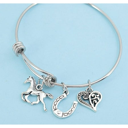 - Little Girls Horse Bangle Bracelet in stainless steel. Little girls jewelry. Little girls bracelet. Horse gifts. Horseshoe.