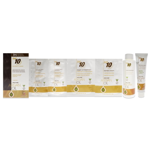 One n Only Color de pelo Argan Oil Fast 10 Kit de coloración permanente para el cabello - 3N Marrón oscuro natural 1 Pc One n Only Color de pelo 1 Pc