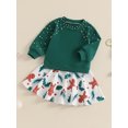 thumbnail image 4 of Elippeo Kids Girls Christmas Outfit, Long Sleeve Crew Neck Pearls Sweatshirt Gingerbread Man Print Skirt 2-piece Outfit 12 18 24 Months 3 4 5 Years, 4 of 9
