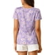 thumbnail image 3 of INSPIRAR CHIC Blusa de Cuello Redondo de Manga Corta con Estampado Floral para Mujeres XS Lavanda, 3 of 7
