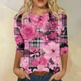 thumbnail image 2 of NAMTYQX Cancer Shirts for Women Pink Ribbon Print Lounge Boxy Fit 3/4 Sleeve Pink Size L, 2 of 5