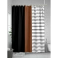 thumbnail image 5 of Shower Curtain Brown Black Lines Shower Curtains for Bathroom, Waterproof Polyester Shower Curtain Set with Hooks, Extra Long 72" x 84" Boho Style, 5 of 6