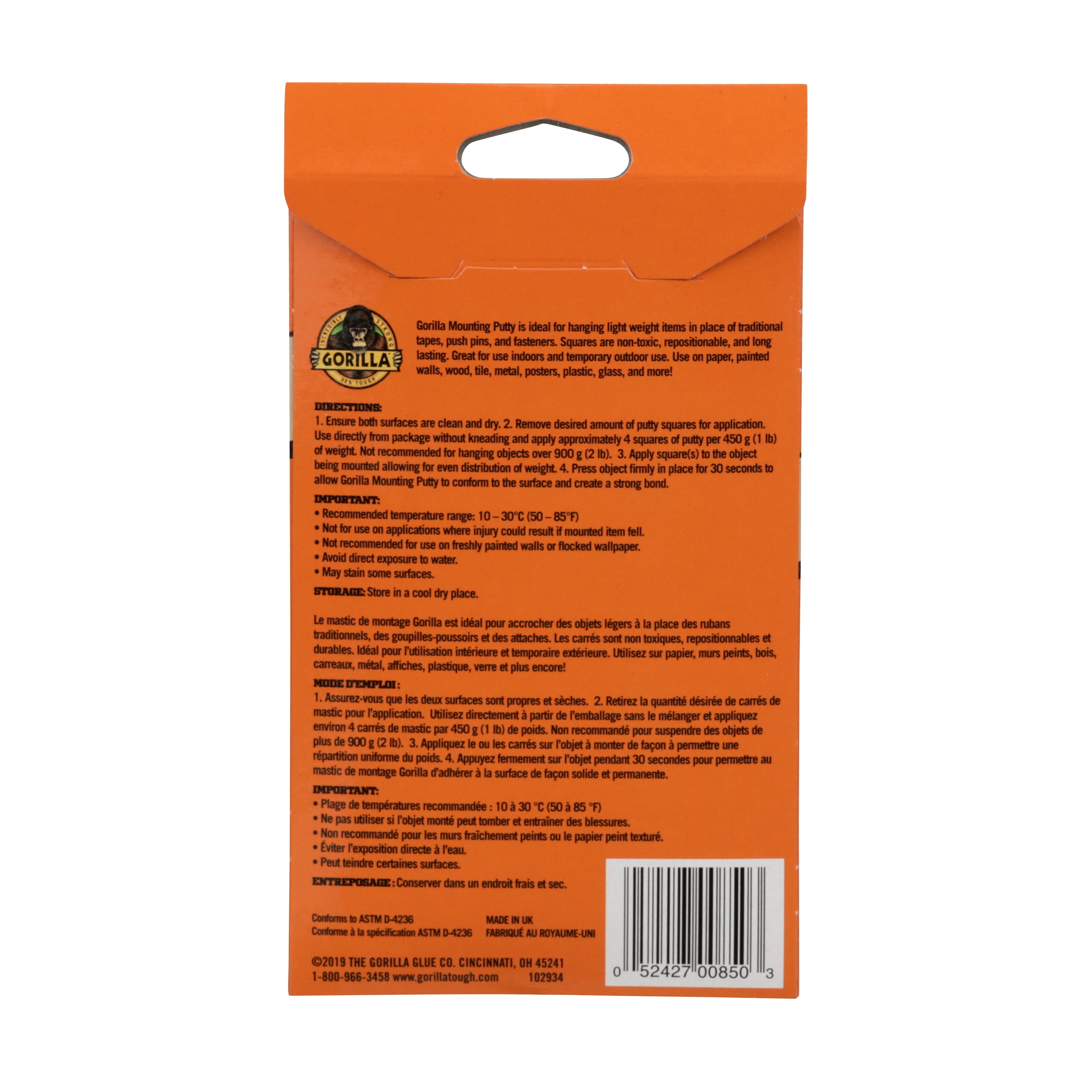Gorilla Glue Mounting Putty 84 Pre-Cut Squares, 2 Ounces