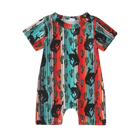 

Qufokar Summer for Baby Girls Romper Girl Toddler Girls Boys Western Boot Print Short Sleeve Cactus Sun Print Jumpsuits Outwear Children Rompers Girls